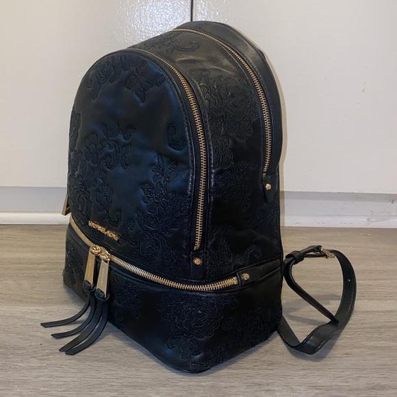 Michael Kors Black Embroidered Rhea Backpack - Picture 3 of 9